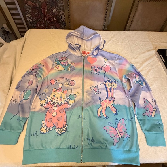 Sugar Thrillz Not So Funhouse Circus Hoodie Pastel Medium Dolls Kill Sh Show Cat - Picture 16 of 16